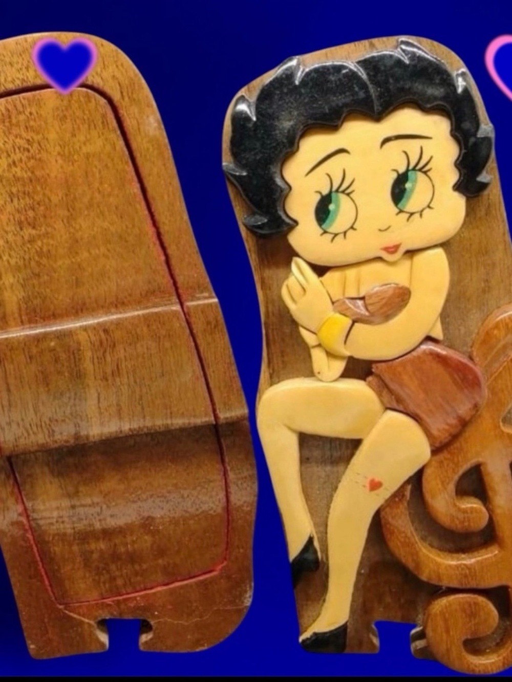 Artisan Betty Boop Wooden Puzzle Box 1990s